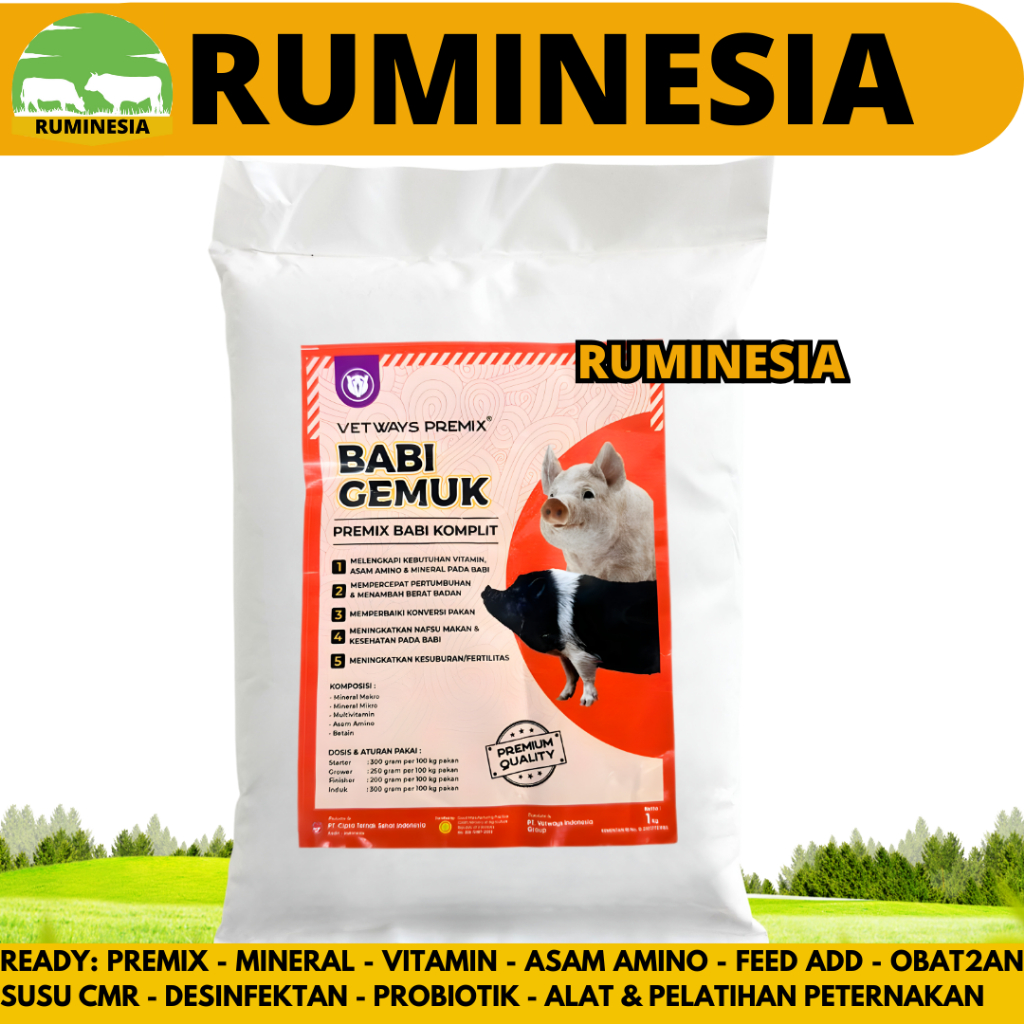 PROMO VETWAYS BABI GEMUK 1 KG - Premix Babi Suplemen Vitamin Penggemuk Babi & Menambah Nafsu Makan