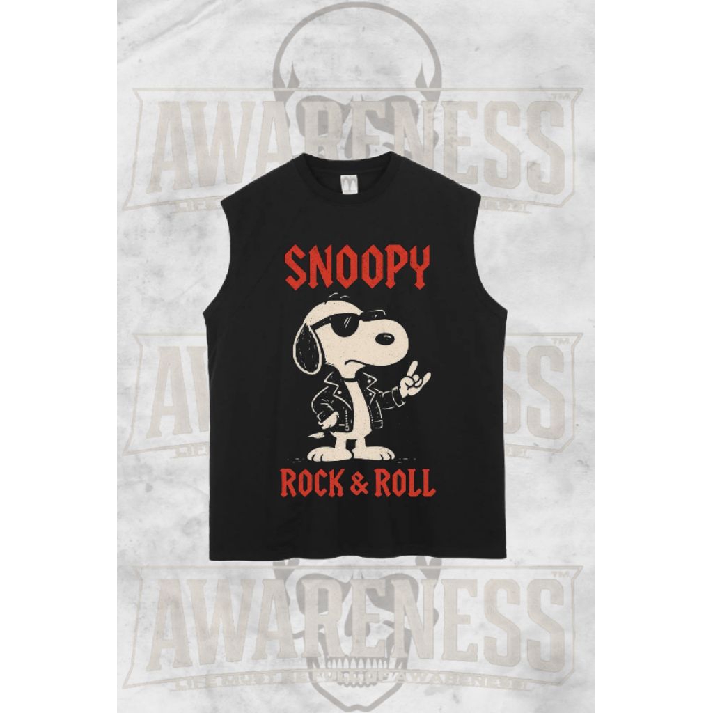 AWARENESS- Tshirt singlet lekbong pria kekinian SNOOPY hitam keren