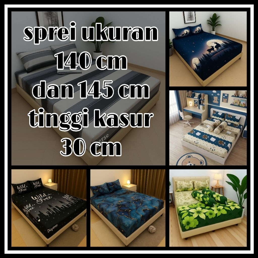 SPREI UKURAN 140x200&145x200 tinggi30 cm,SPREI CANTIK murah halus
