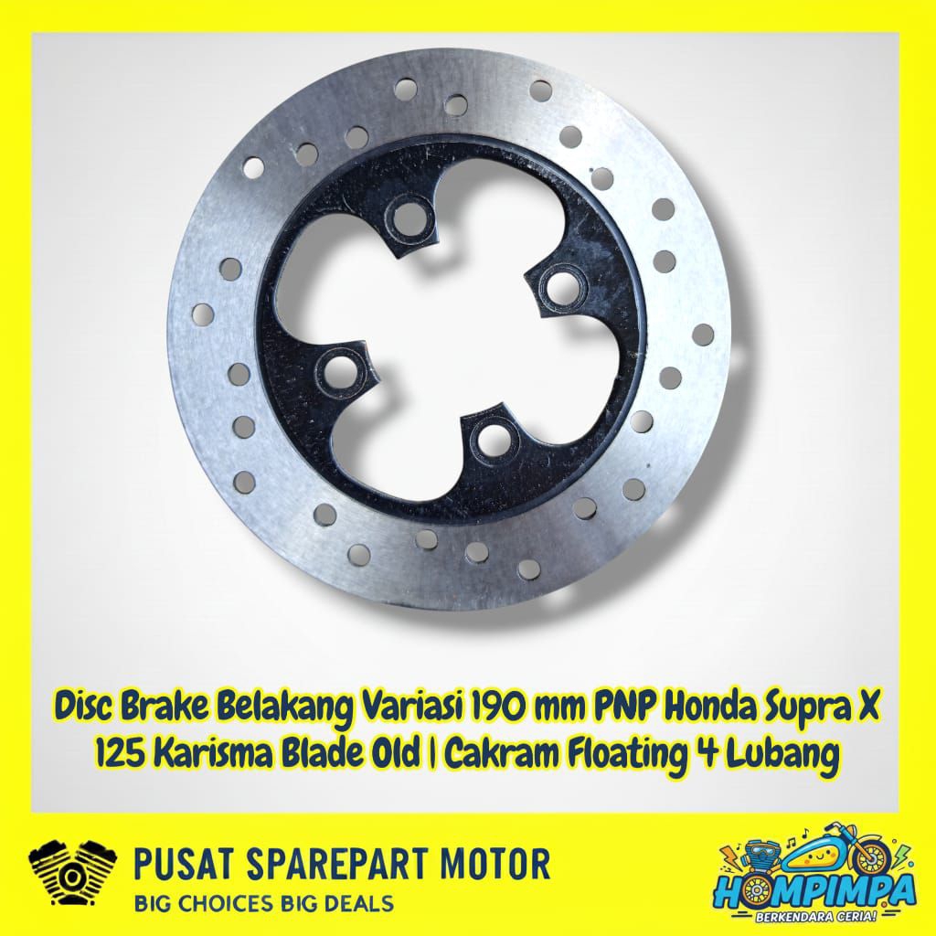 Cakram Belakang Floating 190mm 4H | Disc Brake Variasi Supra X 125 Karisma Blade