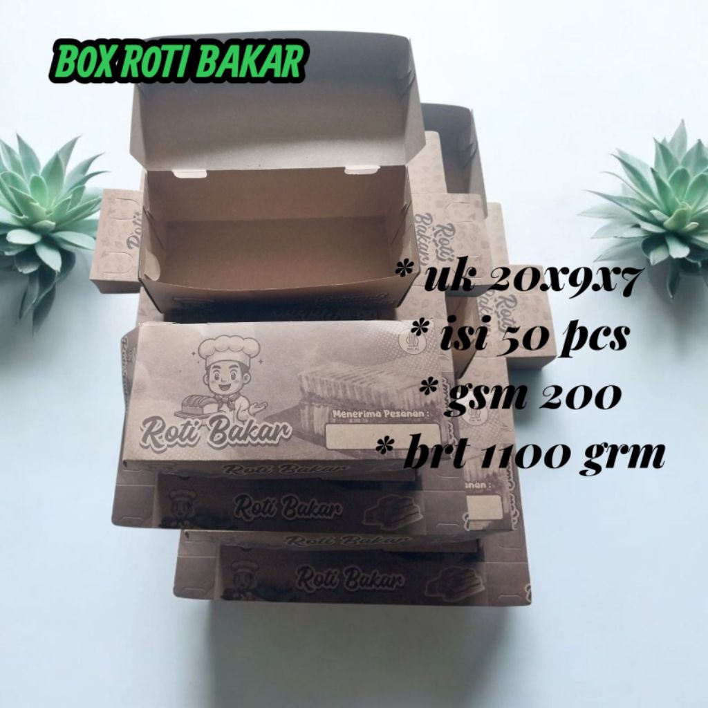 PROMO 100 PCS KEMASAN DUS BOX ROTI BAKAR CRAFT UK 20X9X7//box roti bakar//dus roti bakar//snack roti
