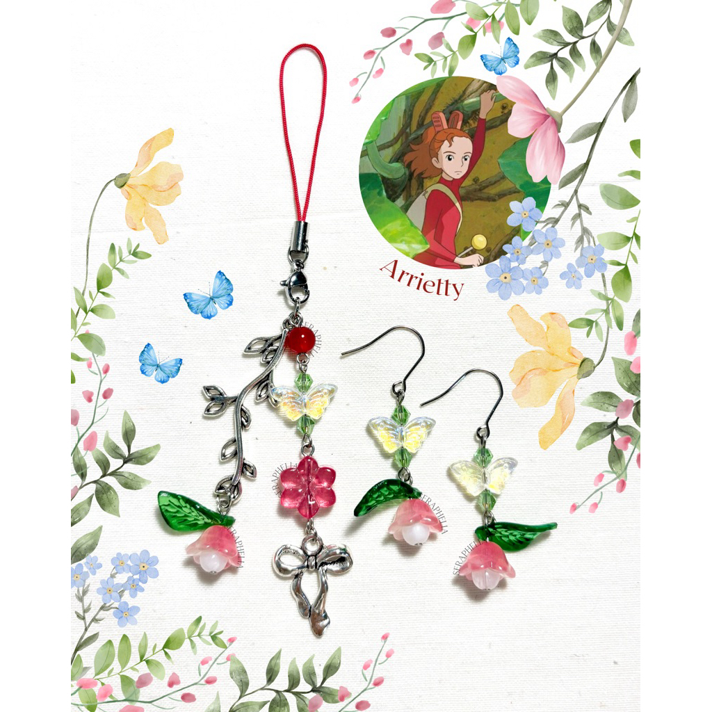 CF21 - Arrietty - Ghibli Phone Charm & Earrings - Seraphelia