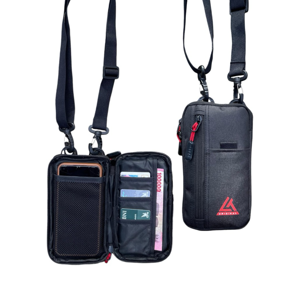 Tas Dompet Gantung Leher HP Kartu koin handbag Selempang Pria Wanita Serbaguna