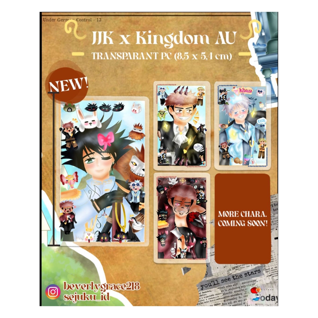 (PO) Jujutsu Kaisen x Kingdom AU Photocard PC Transparant by Sejuku || JJK Jujutsu Kaisen Fanmerch |