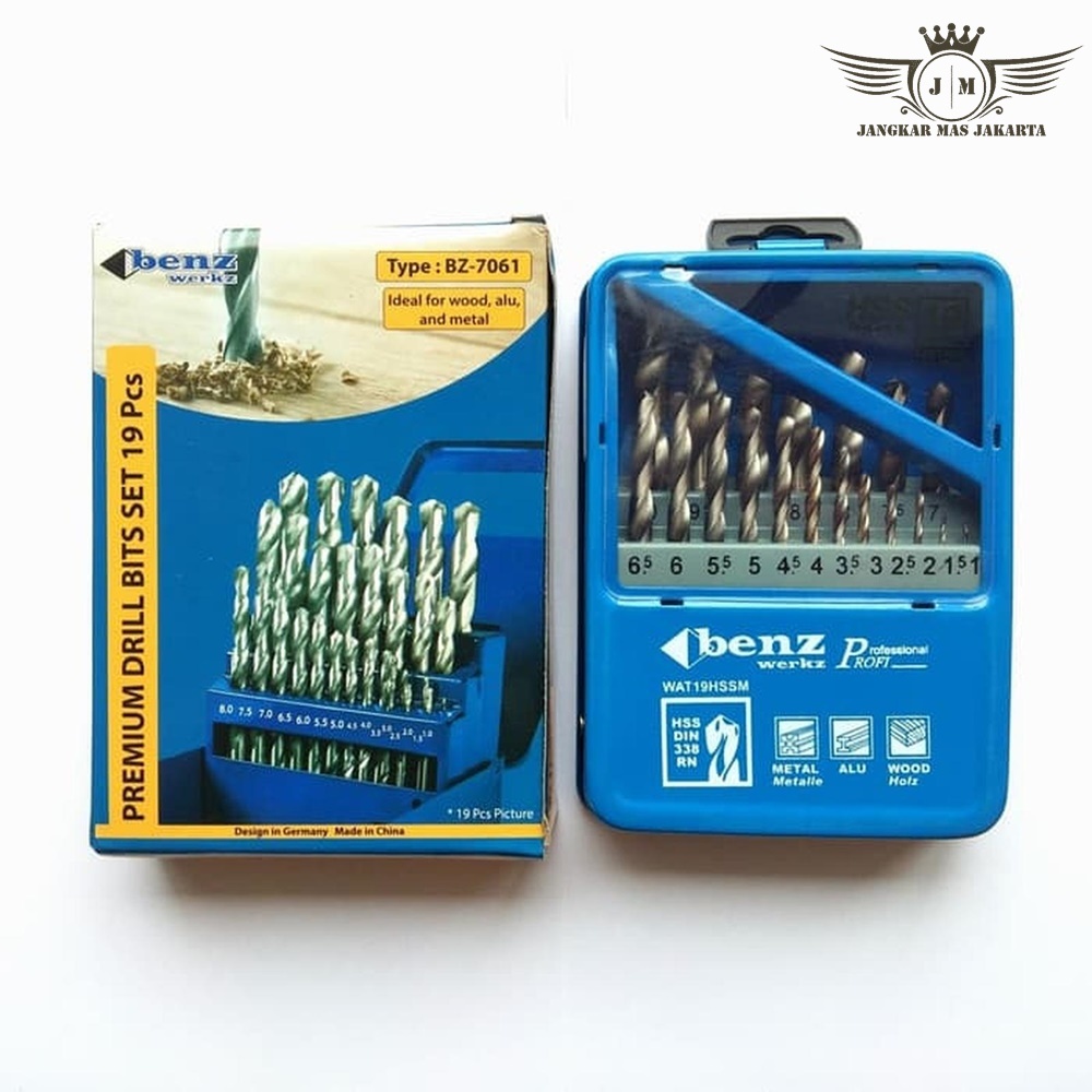 JKM BENZ MATA BOR BESI HSS 19PCS / DRILL BIT SET 19 PCS