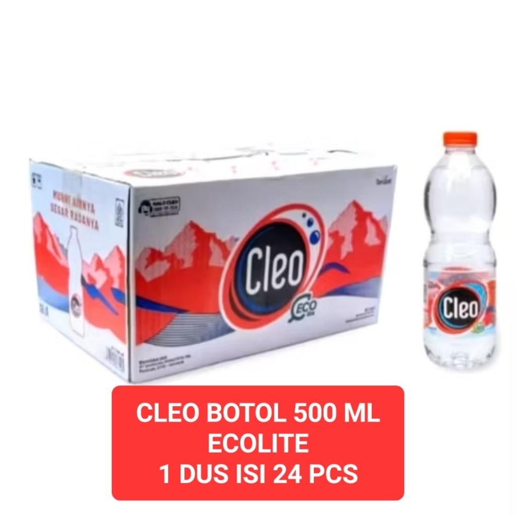 CLEO BOTOL TANGGUNG 500 ML ECOLITE 1 DUS 24 PCS AIR MINERAL MURNI