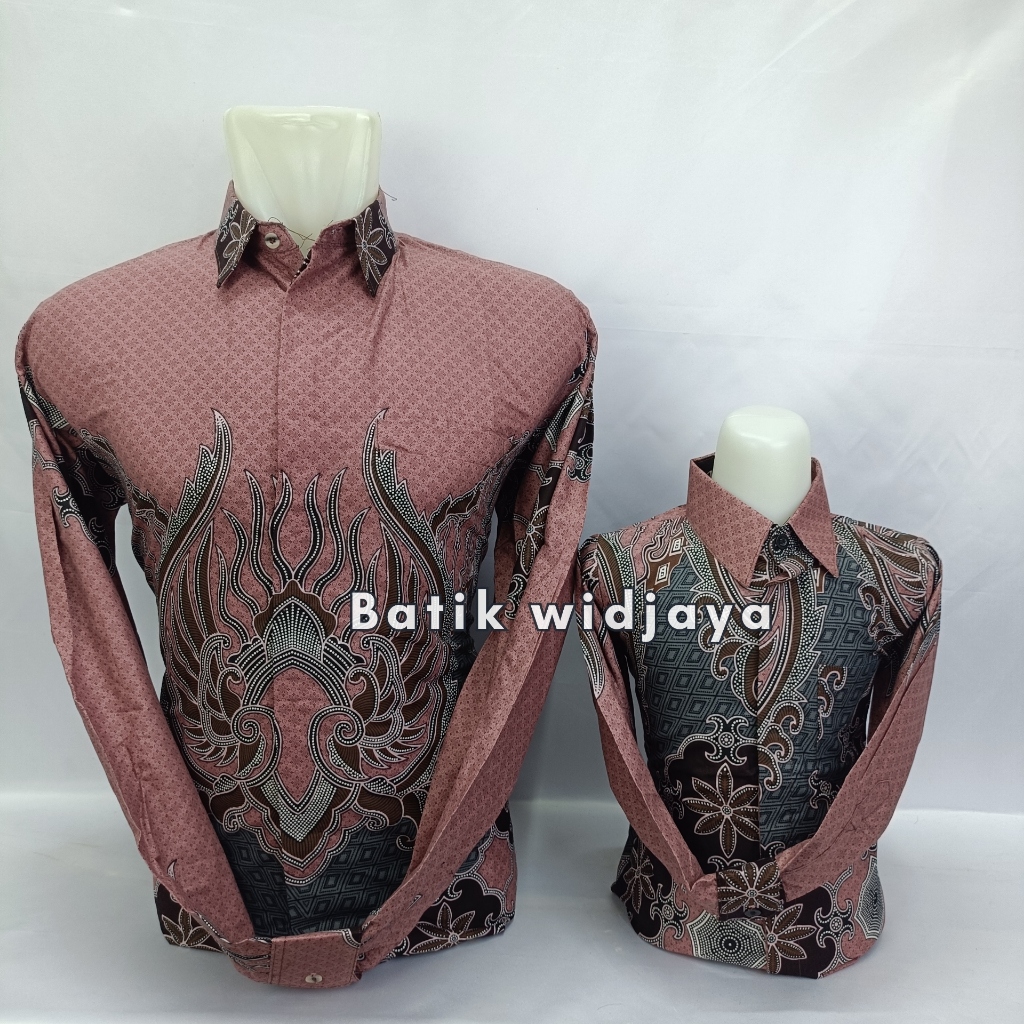 Kemeja Batik Rose Gold Couple Ayah Anak Luxury Series - Baju Batik Seragam Keluarga Tunangan ,Kondan