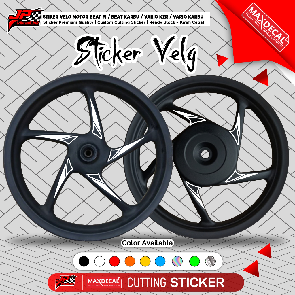 Sticker Velg Honda Beat Karbu / Beat FI Old / Vario KZR / Vario Karbu | Sticker Cutting Velg