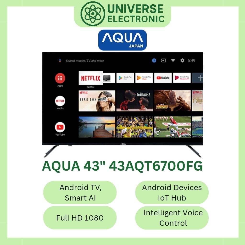AQUA 43AQT6700FG / LE43AQT6700FG FULL HD ANDROID TV 43 Inch