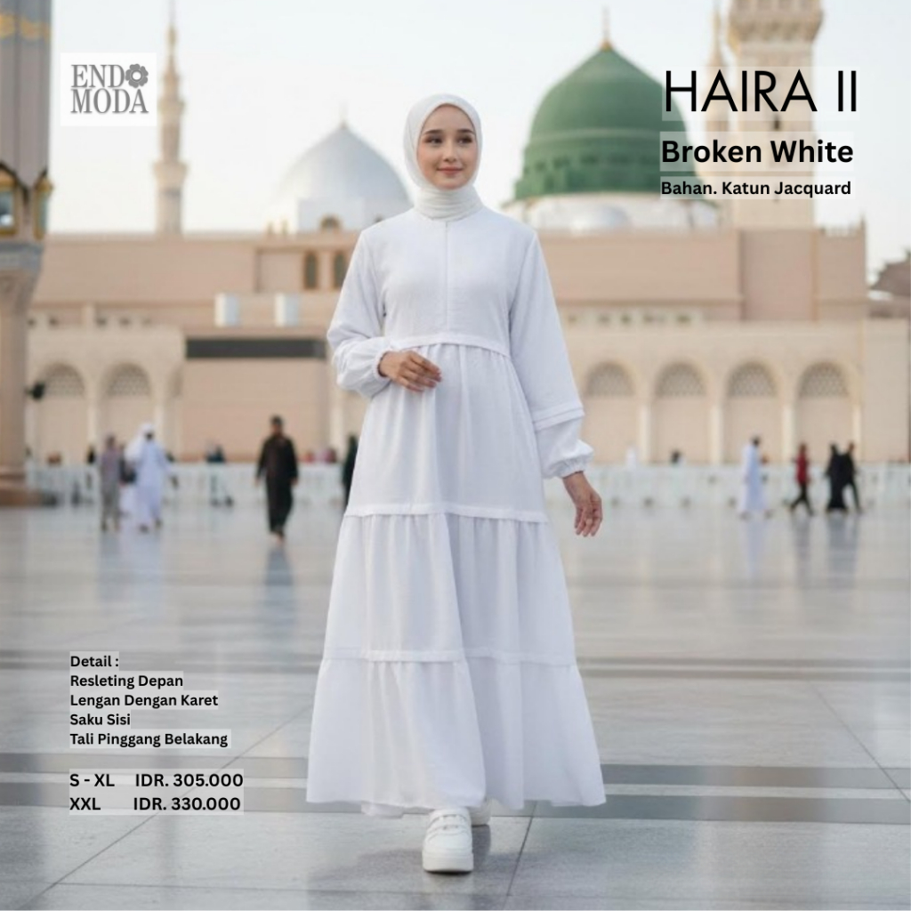 Endomoda Gamis Haira II - Long Dress Putih Prewedding Umroh Kajian - Dress Pantai