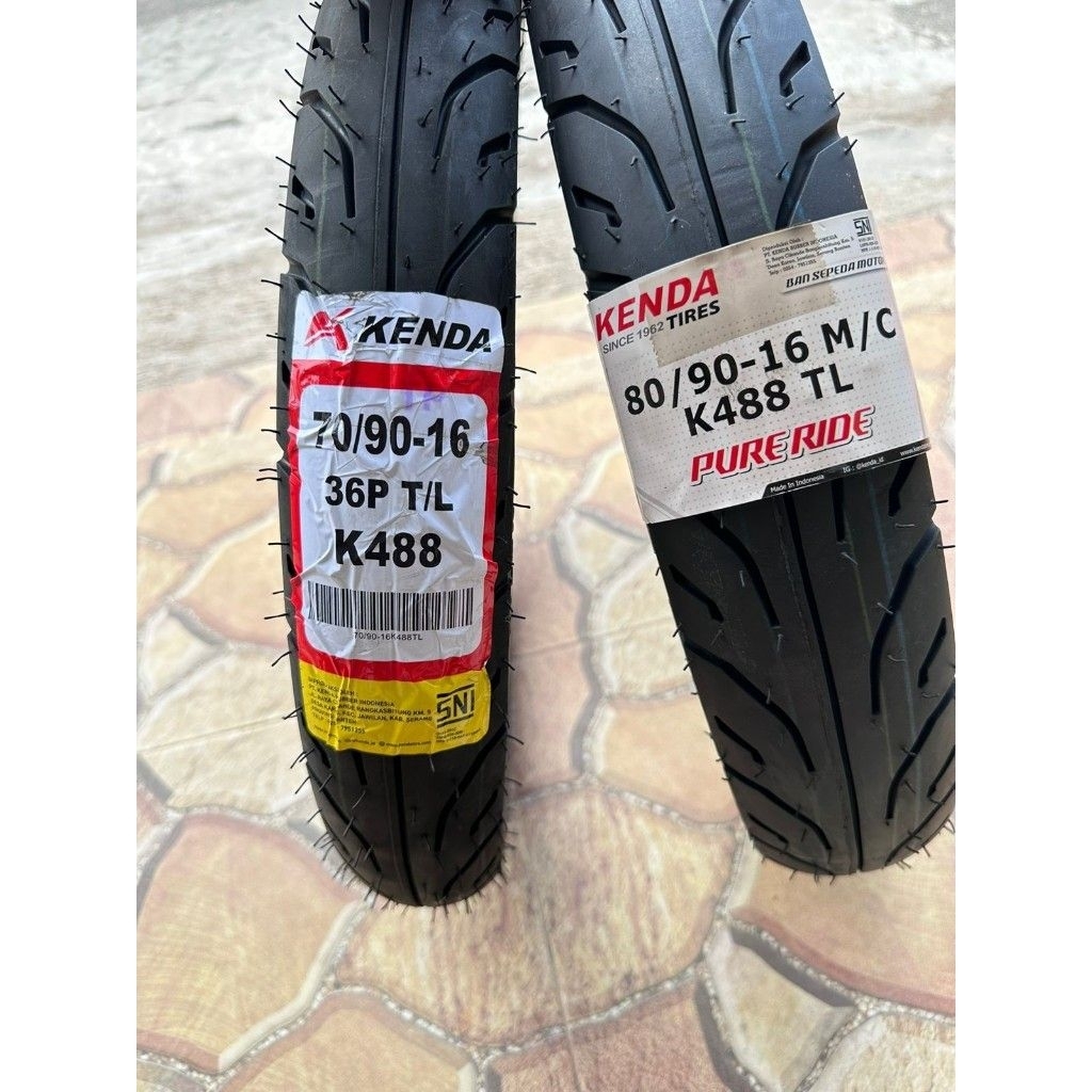 Ban Luar KENDA Tubeless K488 70/90 dan 80/90 Ring 16 Nouvo Skywave hayate ORIGINAL 100%