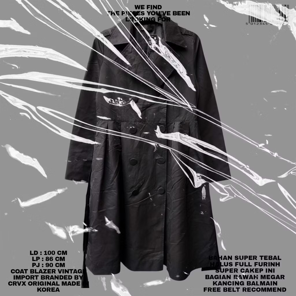 [FLASMA] CRVX ORIGINAL COAT BLAZER PREMIUM/BLACK LONG COAT MEGAR KOREAN LOOK/COAT KOREAN STYLE FREE 