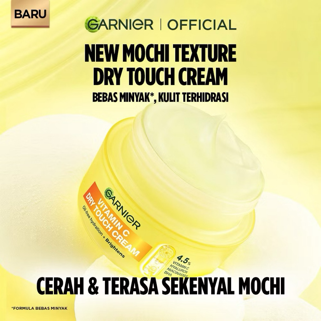 GARNIER Mochi Dry Touch Cream Moisturizer Pelembab Wajah Skin Barrier 4.5% Vitamin C 50ml Skincare S