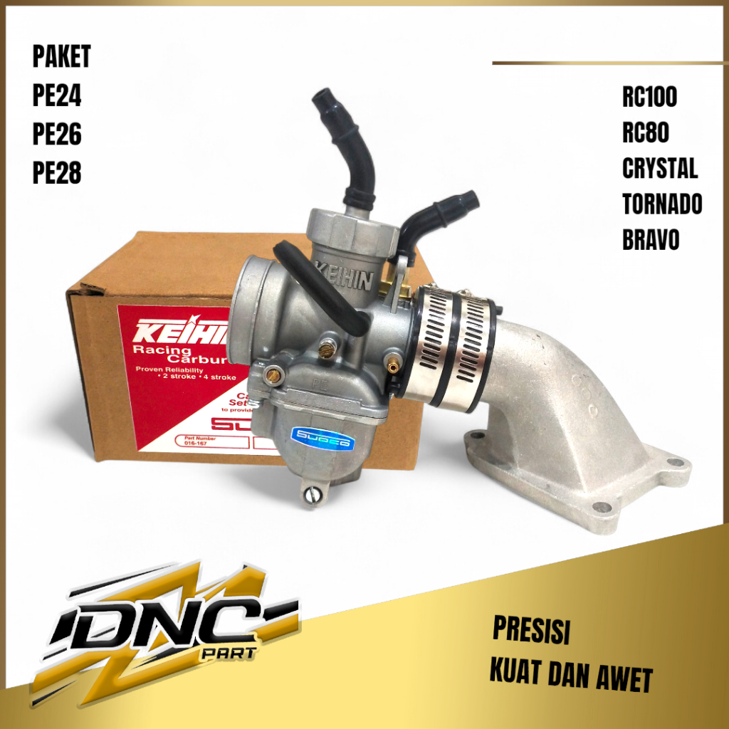 PAKET KARBURATOR PE24 PE26 PE28 + MANIPOL RC80 RC100 CRYSTAL TORNADO BRAVO | SET KARBU & INTAKE