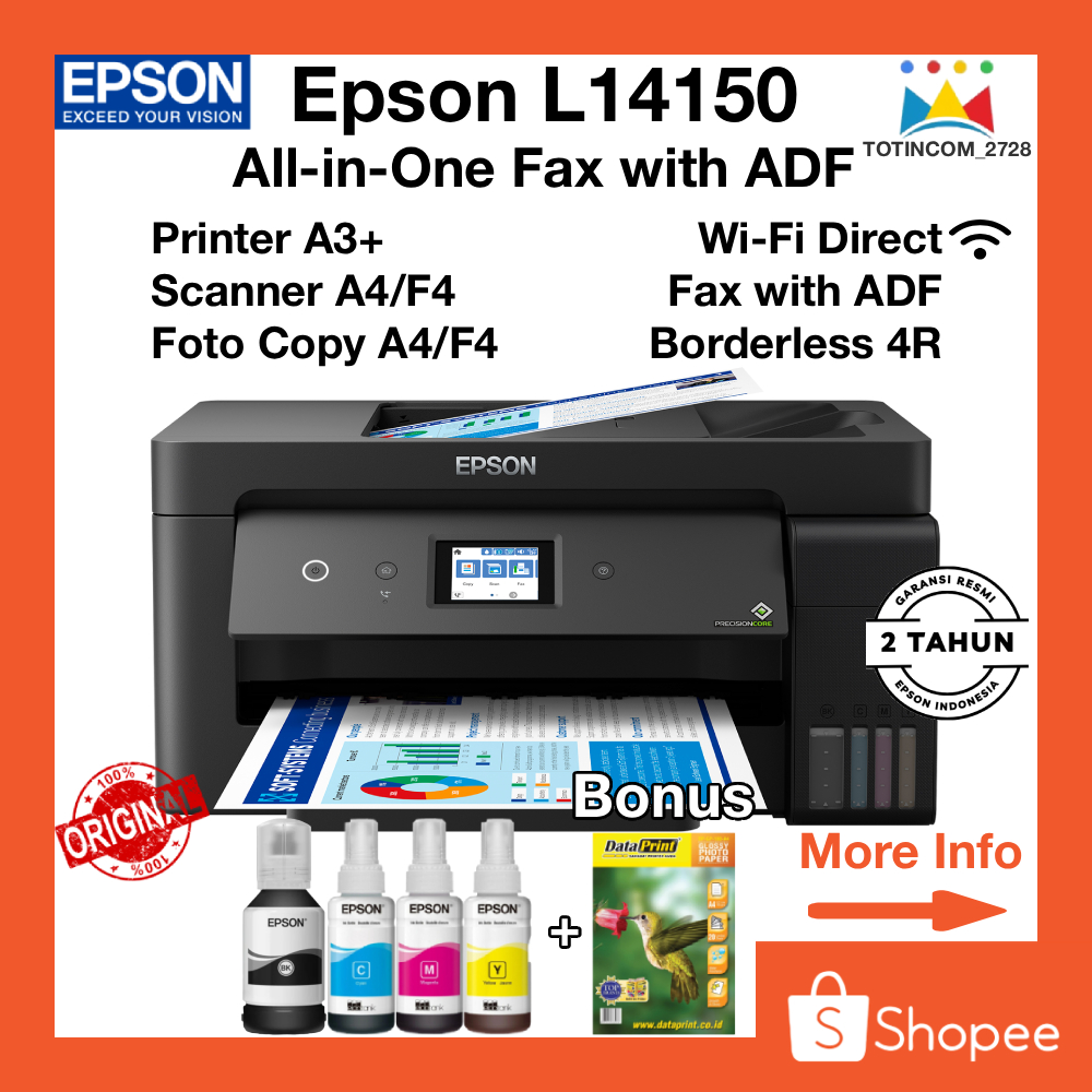 Printer Epson A3+ L14150 Scanner A3 Printer A3+ Print Scan Copy Wifi Fax ADF Duplek Otomatis