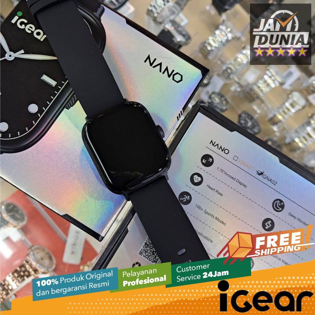JAM TANGAN IGEAR WATCHIGEAR NANO BLACK IGNA02 JAM UNISEX JAM TANGAN SMARTWATCH ORIGINAL IGEAR B090