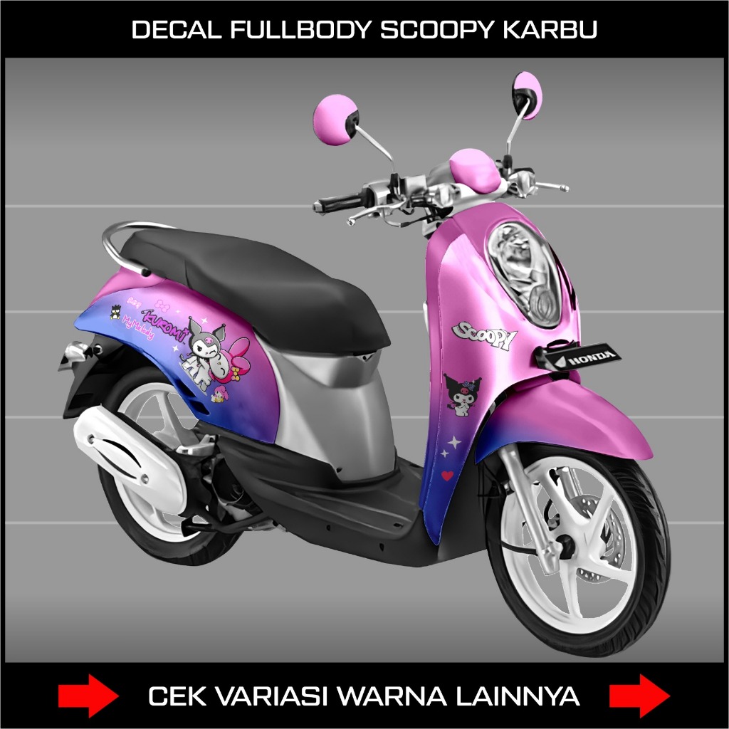 Sticker Scoopy Lama Full Body Kuromi Anti Gores / Sticker Decal Motor Honda Scoopy Karbu