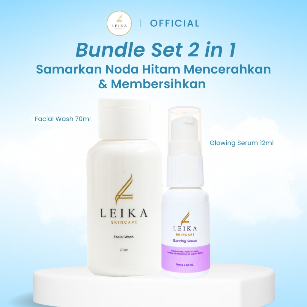 Leika Skincare 2 in 1 Glowing Serum & Facial Wash Leika Skin Care Resmi BPOM