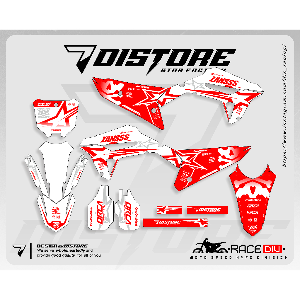 DECAL CRF 450 MERAH PUTIH COSTUM PREMIUM