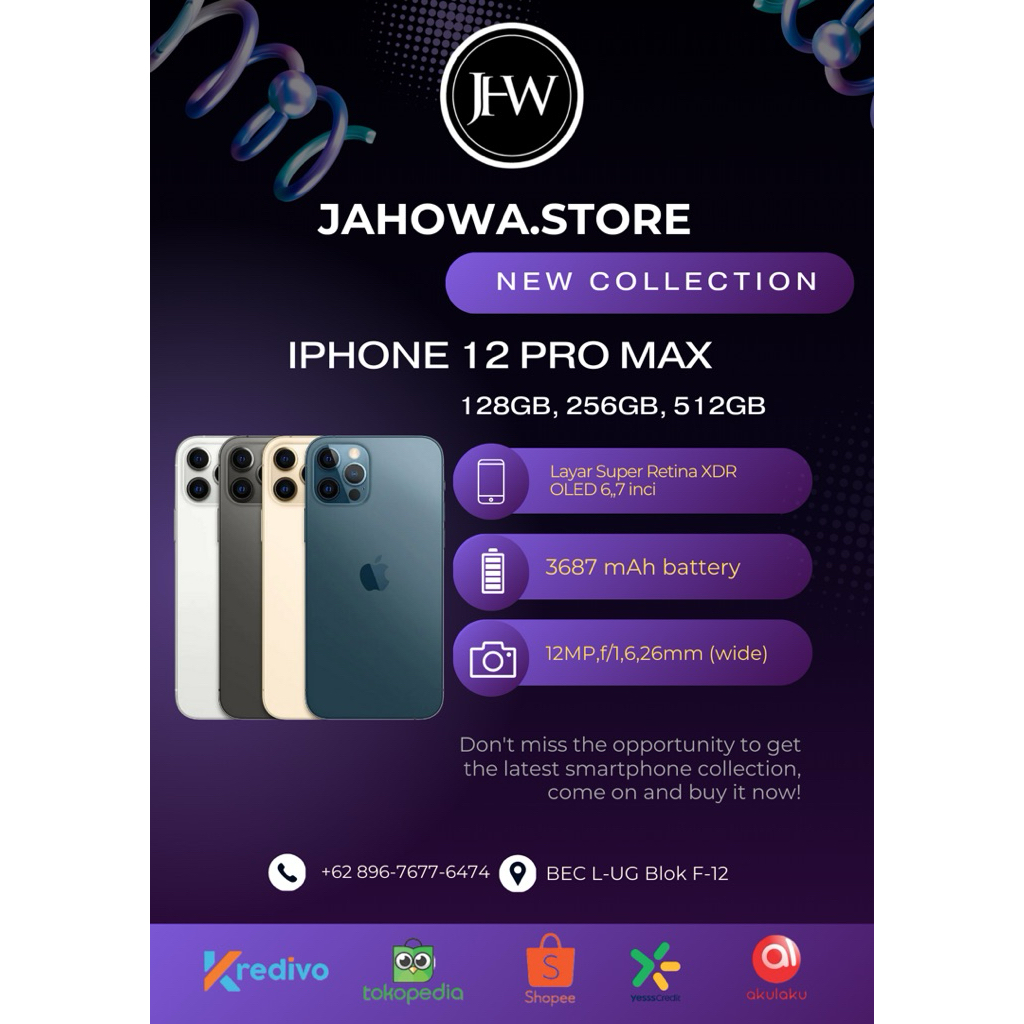 SECOND IPHONE 12 PRO MAX 128 GB GARANSI RESMI IBOX FREE TG,CASE,ADAPTER