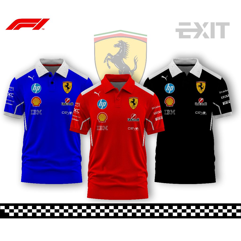 JERSEY POLO F1 FERRARI RACING TEAM F1 2025 KAOS POLO PRIA PREMIUM GRADE ORIGINALS