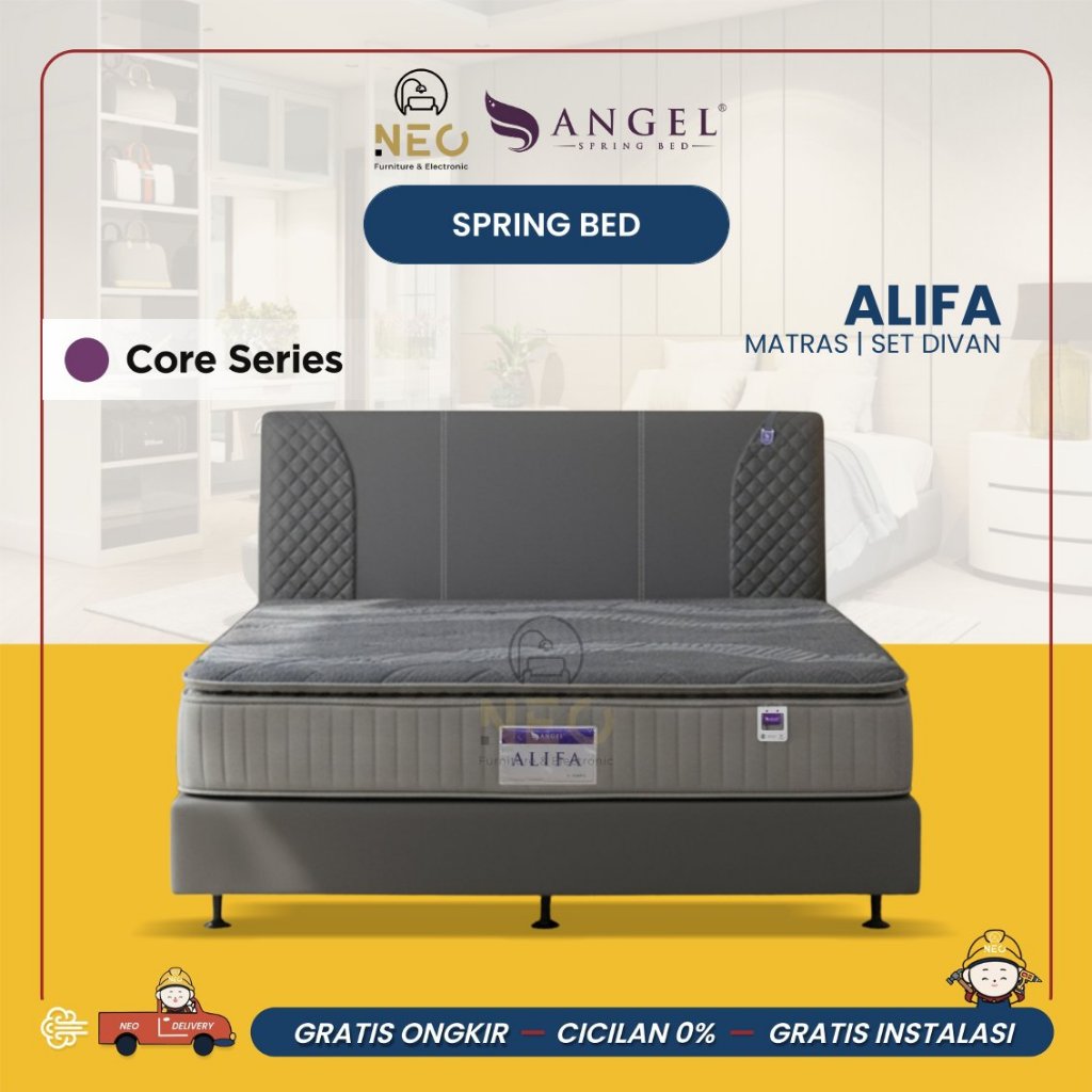 NEO - SPRINGBED ANGEL ALIFA FULLSET  KASUR AJA MATRASS ONLY SET DIVAN RANJANG  TEMPAT TIDUR  KING SI