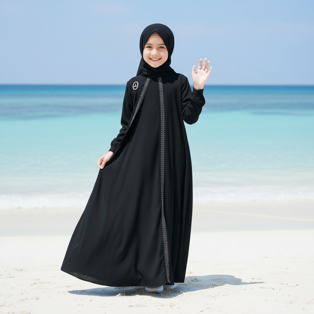 ( COD ) Gamis Anak Perempuan Syabian Warna Hitam Dress abaya Anak Terbaru Gamis Untuk Usia 2 - 16 Ta