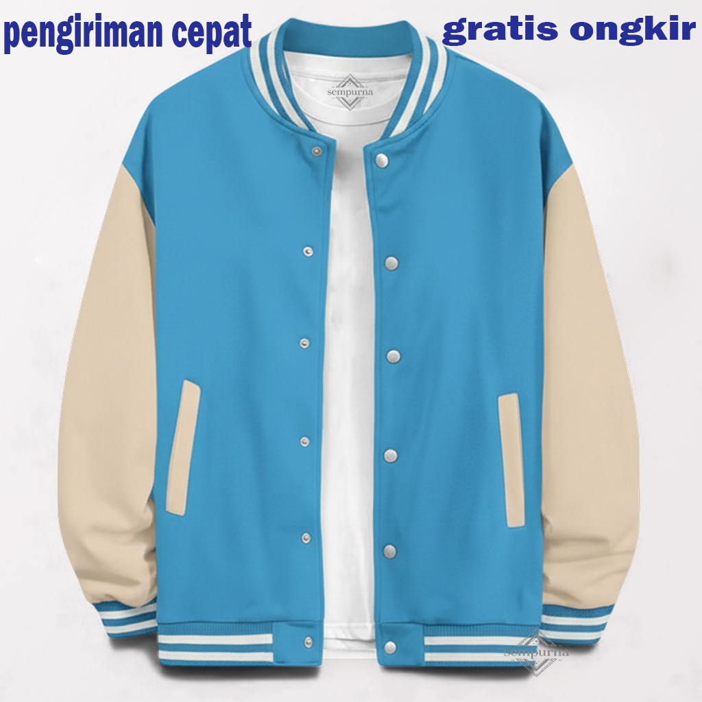 PROMO BASEBALL LAZIO KREM DISTRO FLEECE//JACKET POLOS  FASHION UNISEX//PRIA DAN WANITA//GOOD QUALITY