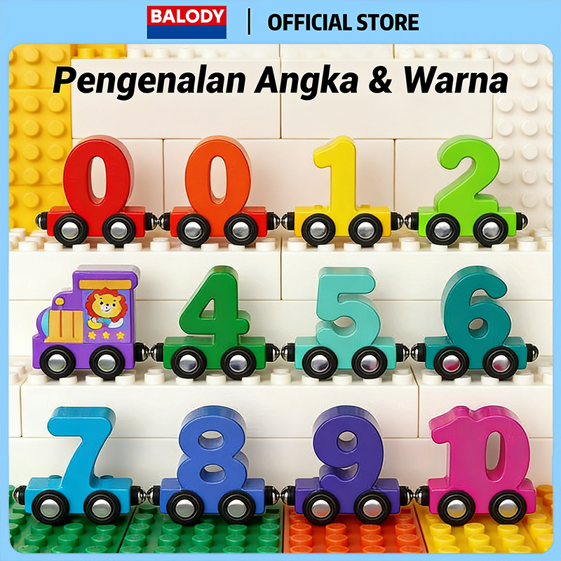 Balody Mainan Edukasi Kereta Api Kayu Magnetik Dengan 0