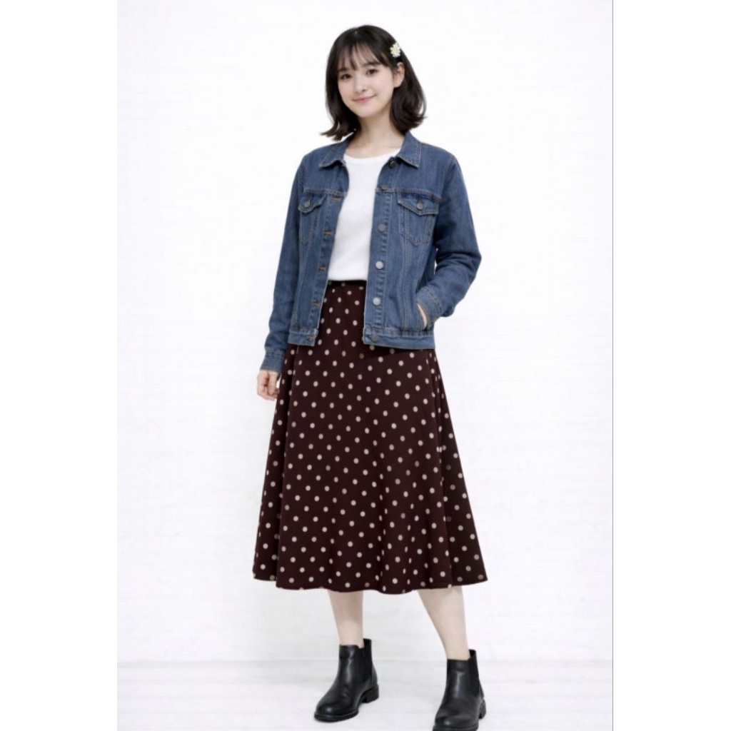 Skirt UNIQLO : INES De La FRESSANGE Rayon Polkadot Reddish Brown