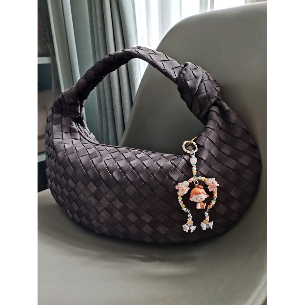 Suvea Bag Ala Bottega Suede Material Real Coffee Anyam (New)