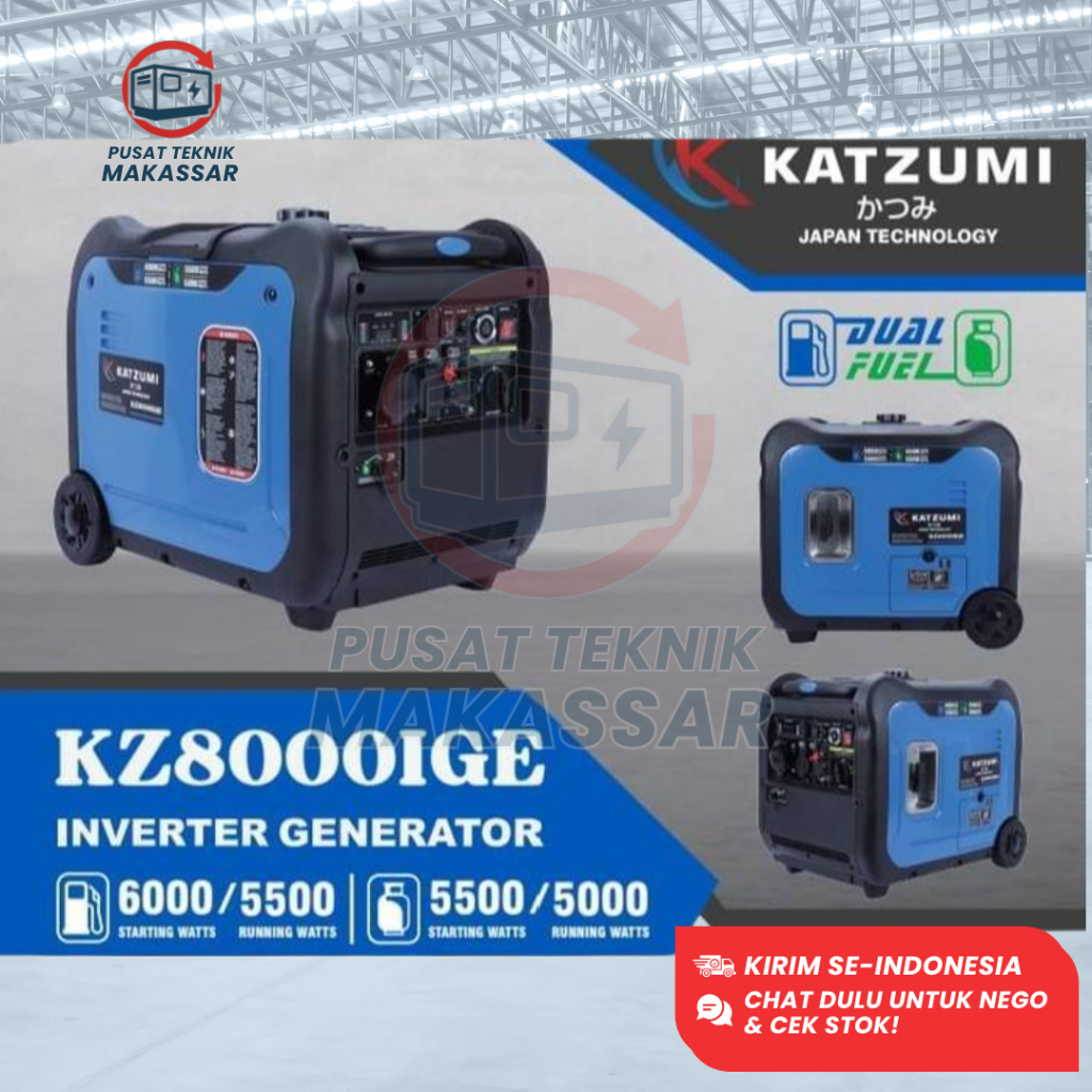 Genset 6000 Watt Inverter Katzumi Bensin - Katzumi KZ8000IGE Silent Japan Tech | Pusat Teknik Makass