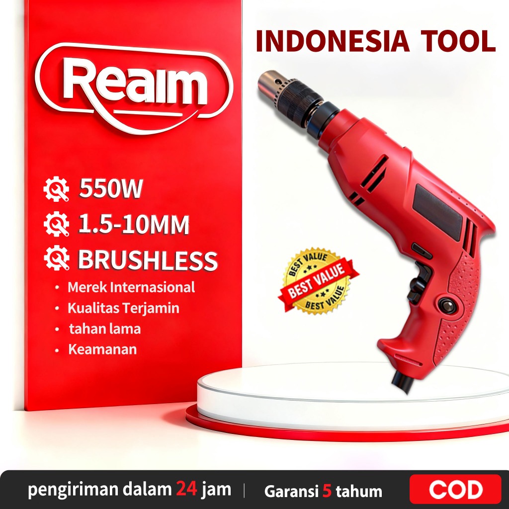 Reaim Bor Listrik 13mm Mesin Bor Bor Impact Bolak Balik Bor Listrik Impact Impact Drill Listrik Elec