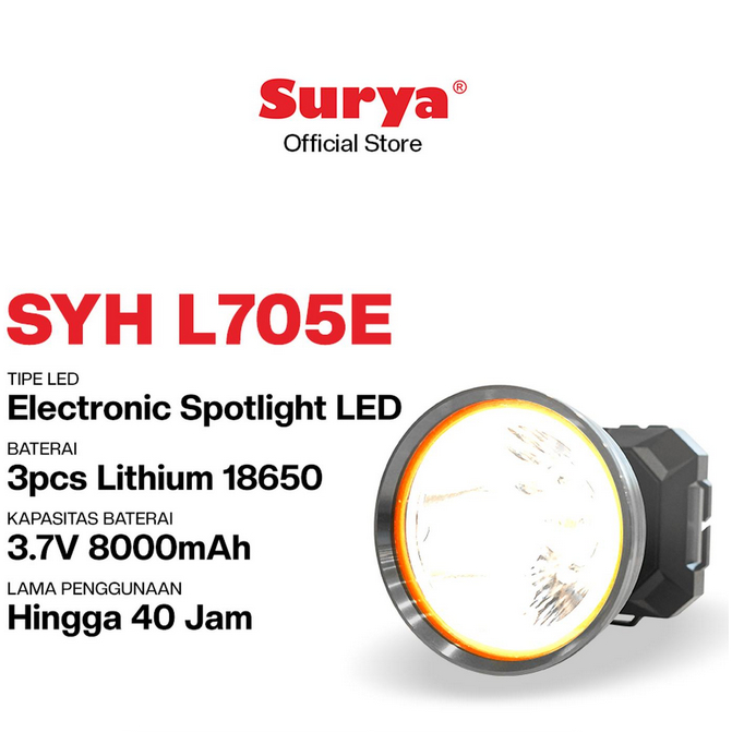 Surya Lampu Senter Kepala LED SYH L705E Rechargeable//Surya Senter Kepala SYH L705E