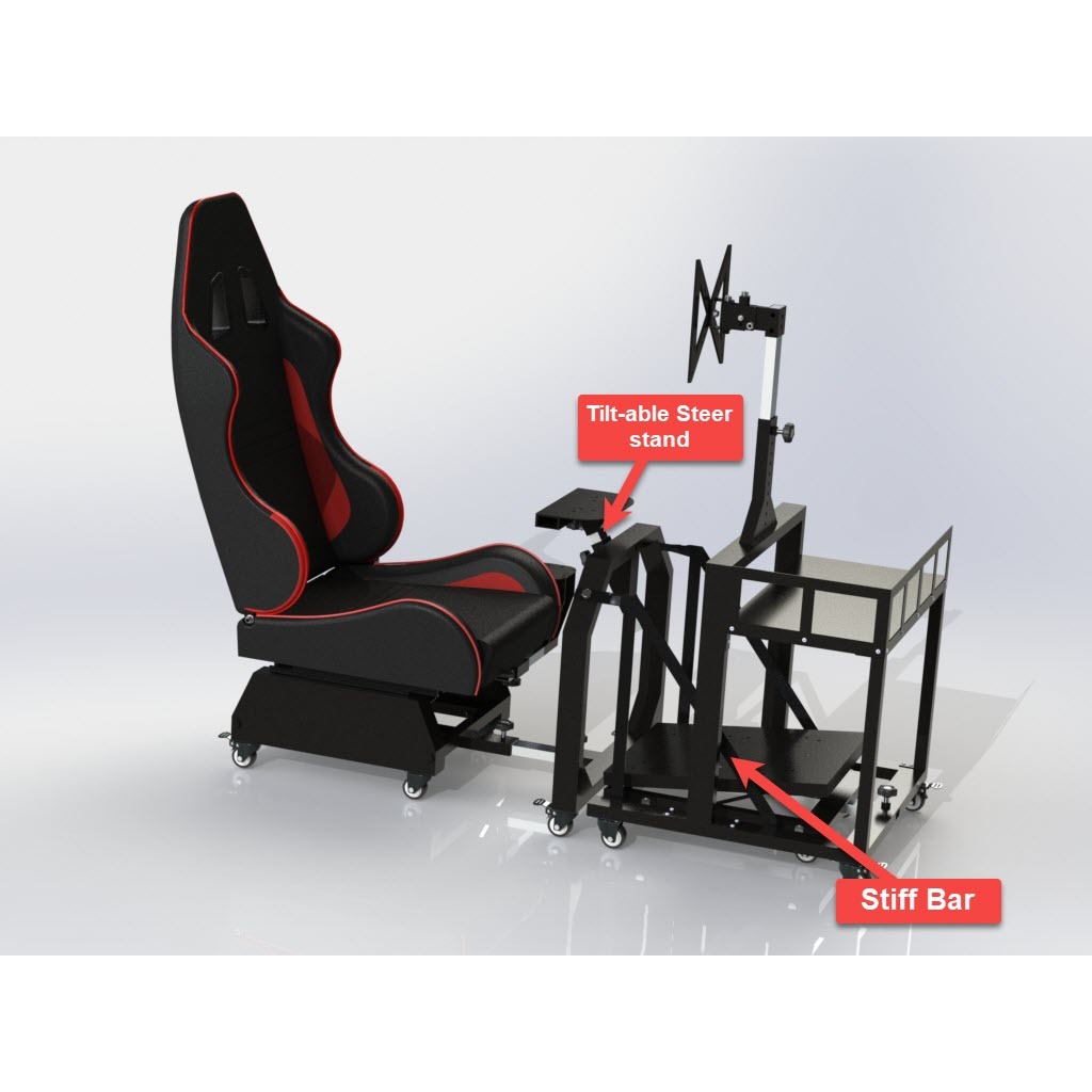 Flexi Gameseat Pro untuk Direct Drive Wheel dengan Stiff Bar & Tilt-able Wheelstand untuk Moza, Fana