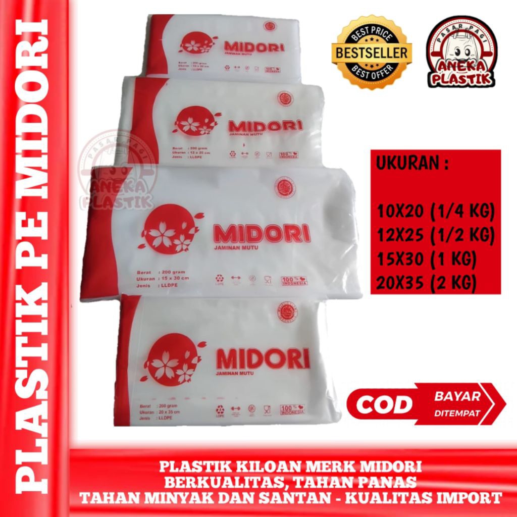 PLASTIK PE | PLASTIK KILOAN MERK MIDORI TEBAL ( HARGA GROSIR )