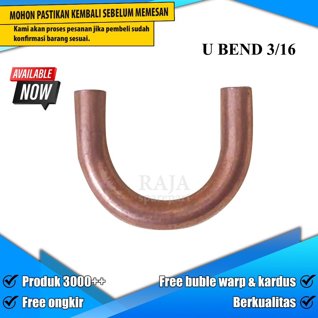 U3/16 U BEND TEMBAGA / U BEND AC / U BEND UKURAN 3/16