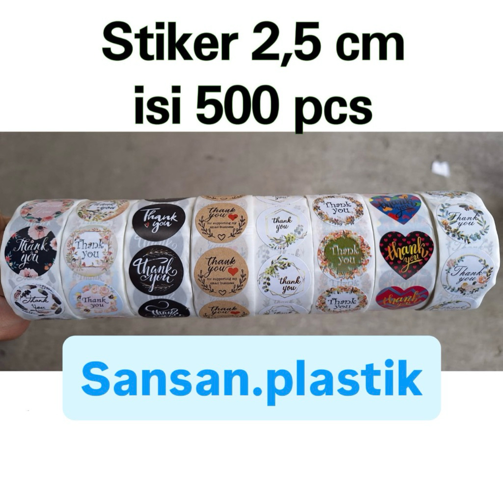 Stiker Thank You Bulat 2,5 cm / Label Roll Stiker Thank You isi 500 pcs