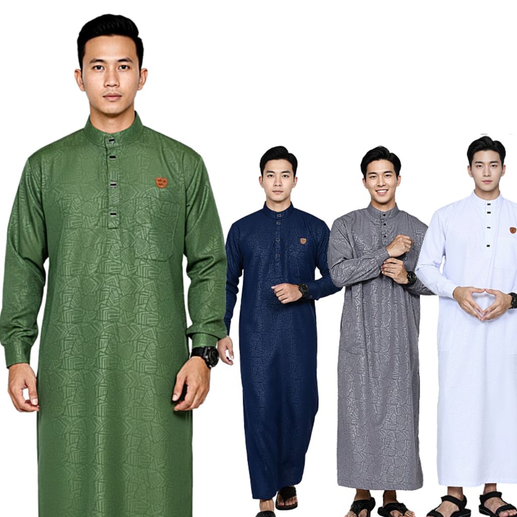 JUBAH MANSET EMBOS MOTIF ETNIK MODEL HARAMAIN Gamis Pria Laki Laki Dewasa Motif Etnik
