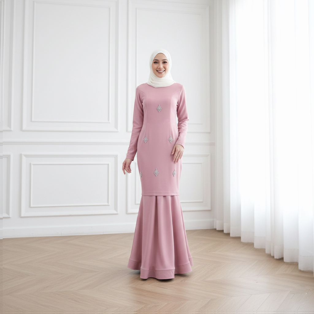 ALEEYA DUSTYPINK DRESS GAMIS BAJU KURUNG NURAALABEL RAMADHAN LEBARAN 2026 - MELAYU WANITA MODERN GAY
