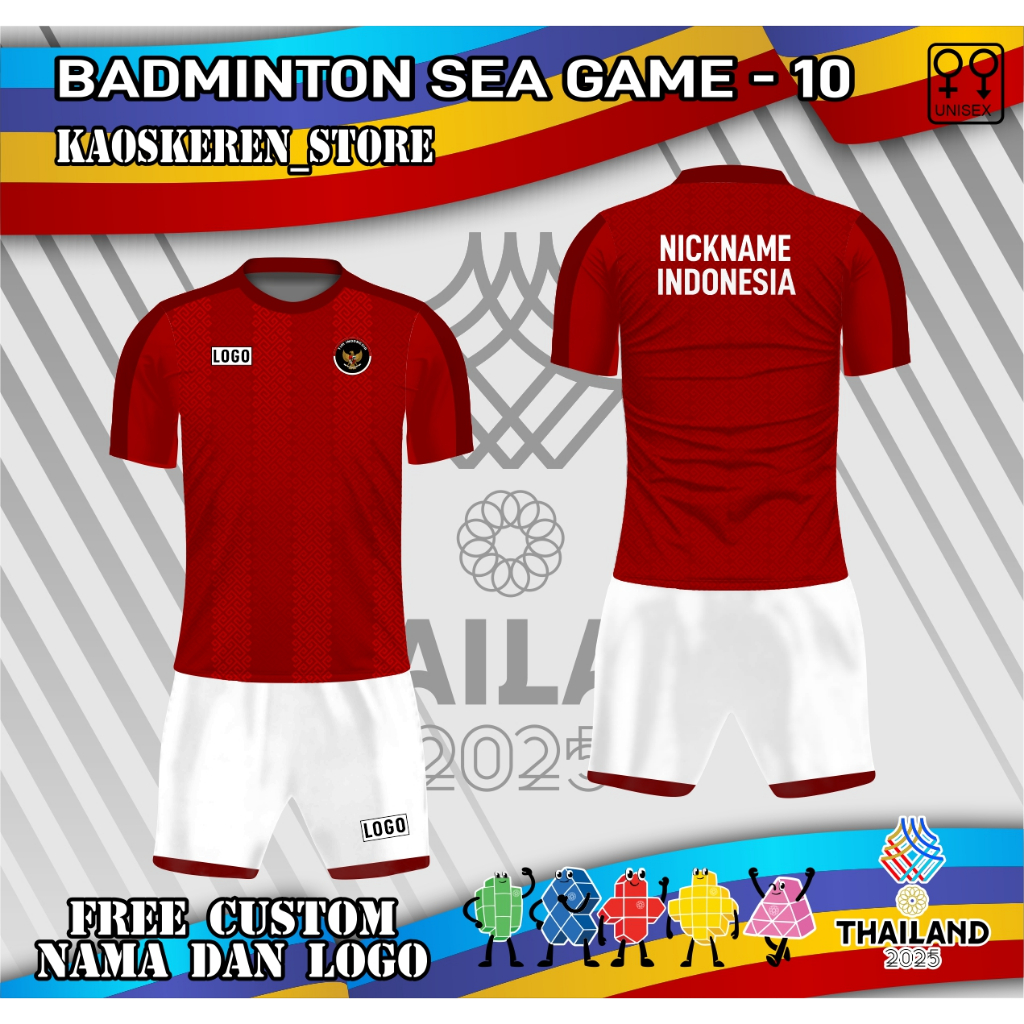 Jersey setelan badminton timnas indonesia sea games thailand 2025 baju bulu tangkis kaos badminton t