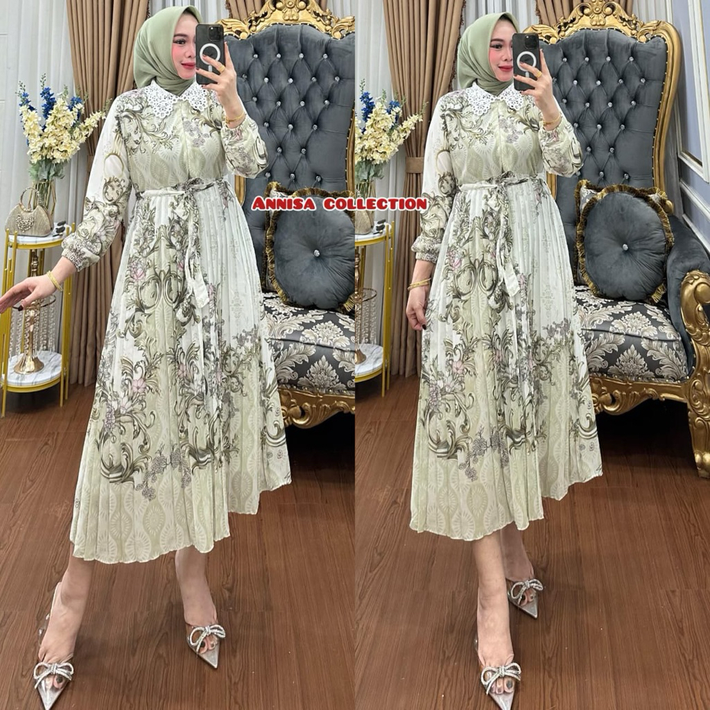 MIDI DRESS MEWAH BAHAN CERUTY PREMIUM (TIDAK TERMASUK HIJAB) MIDI DRESS SIMPLE