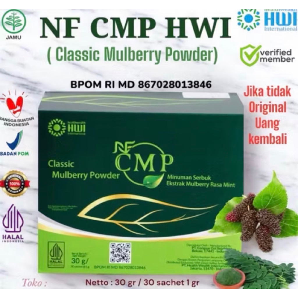 cmp hwi original 30 sachet ekstrak klorofil herbal detox nf cmp rasa mint daun kelor detoksifikasi