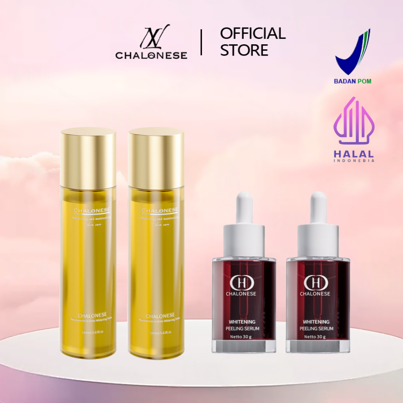 CHALONESE Paket Eksfoliasi BPOM (TONER + SERUM) Mengeksfoliasi Sel Kulit Mati Dapat Mencerahkan Waja