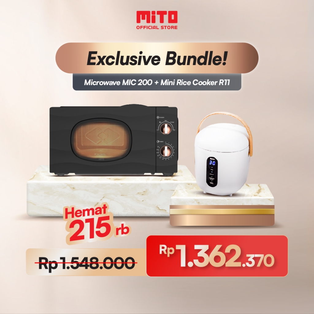 MITO Mini Rice Cooker R11 0,5L Handle Kayu - White