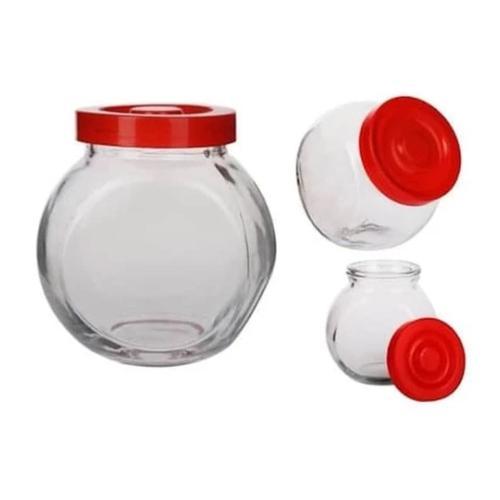 (TP 7) KEDAUNG toples kaca tutup merah 2,2 liter / toples beling kaca transparant / toples kecil mir