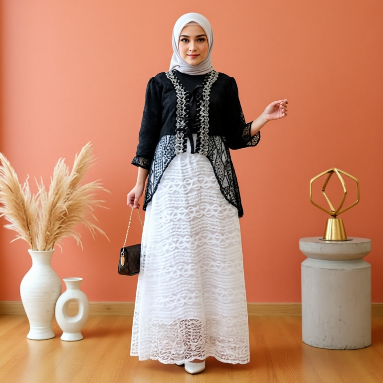 (CUCI GUDANG) / PREMIUM Kanaya - Tunik Brukat Lace Cardigan Pesta Raya Bridesmaid Wisuda Renda