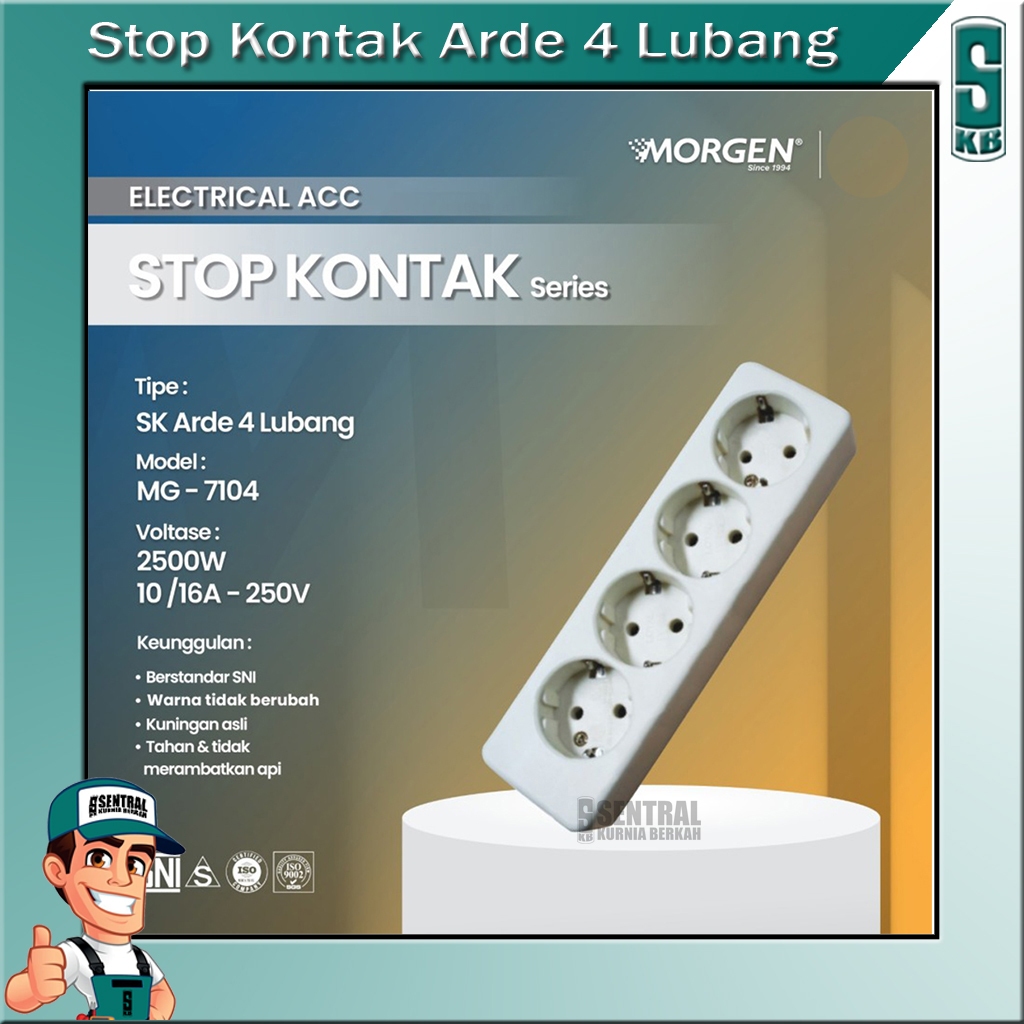 Stop Kontak Arde 4 Lubang Morgen MG-7104