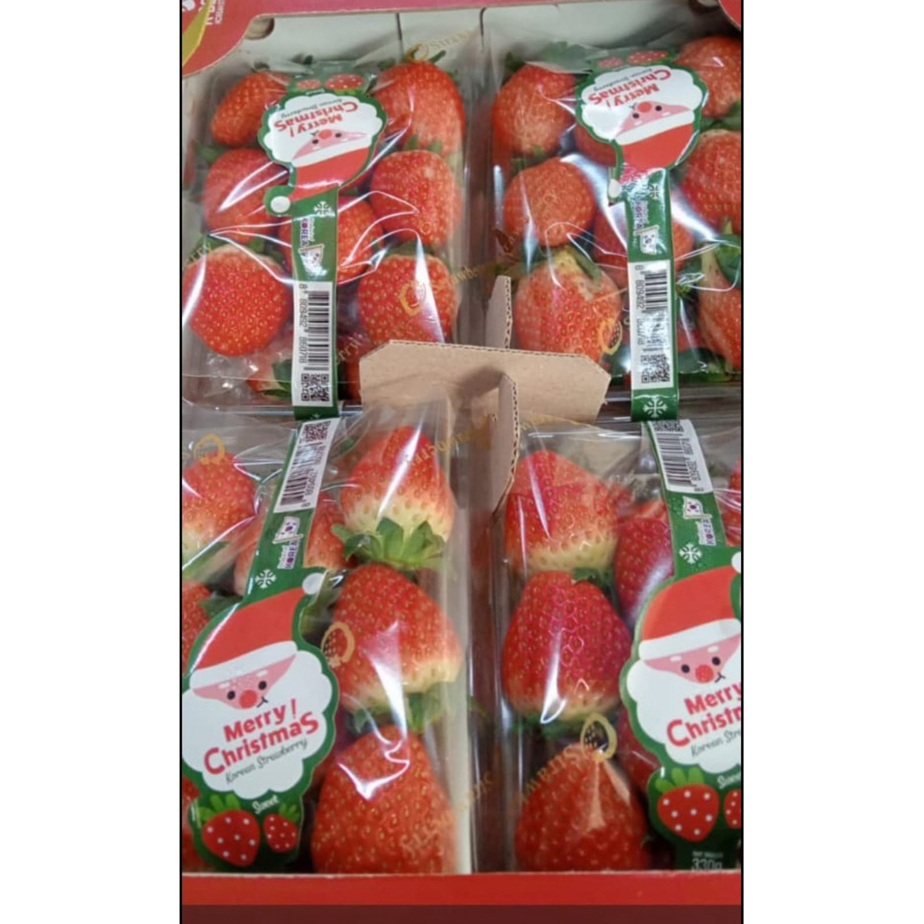 Strawberry Korea Fresh Import Manis / Buah Strawberry Korea Isi 4 Pack / Dus