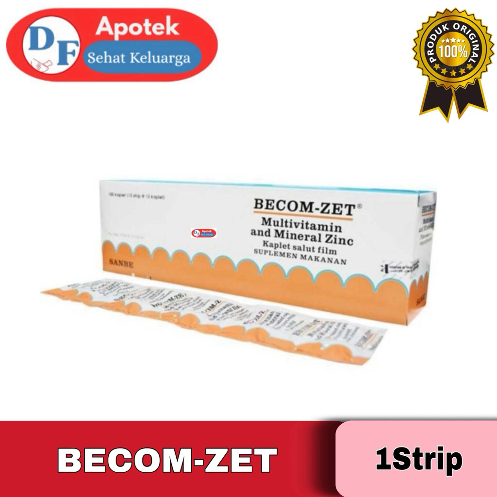 Becom Zet  1 Strip isi 10Tablet- Suplemen Vitamin dan Mineral